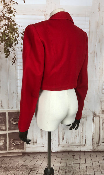 Original 1940s 40s Vintage Red Wool Cropped Ladies Jacket