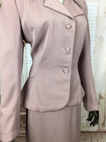 LAYAWAY PAYMENT 1 of 2 - RESERVED FOR ALEX - Original 1940s 40s Vintage Dusty Pink Skirt Suit With Amazing Collar