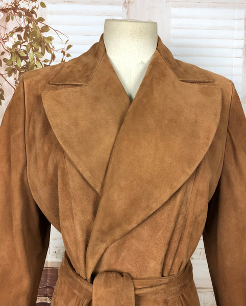 LAYAWAY PAYMENT 3 OF 4 - RESERVED FOR CARLA - Super Rare Original 1940s 40s Belted Suede Princess Coat By Scully