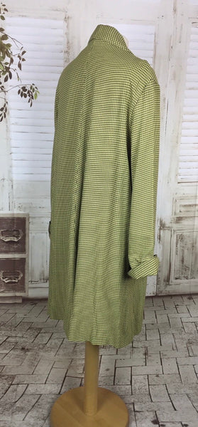 Original 1940s 40s Vintage Mustard Yellow Grey Check Swing Coat