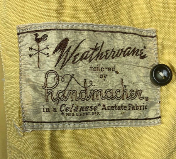Original 1940s 40s Vintage Mustard Yellow Summer Skirt Suit By Handmacher Weathervane