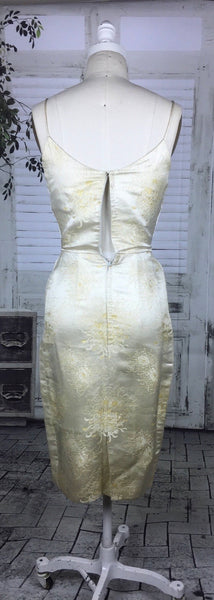 Original Vintage 1950s 50s Hawaiian Silk Ivory Party Dress