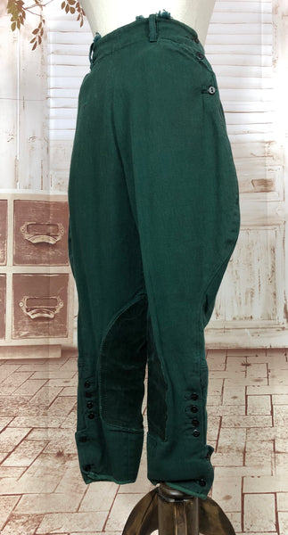 LAYAWAY PAYMENT 2 OF 3 - RESERVED FOR MAIKEN - Fabulous Original 1940s 40s Vintage Forest Green Riding Jodhpurs By Kerrybrooke