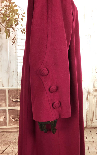 LAYAWAY PAYMENT 1 OF 2 - RESERVED FOR MARS - Original Vintage 1940s 40s Volup Fuchsia Pink Swing Coat With Button Details By Shillito Co