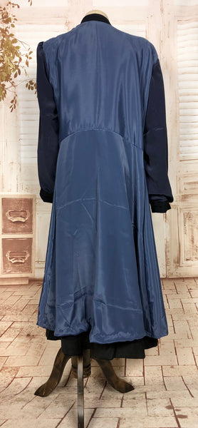 Exceptional Late 1930s / Early 1940s Navy Blue Soutache Coat With Gorgeous Buttons