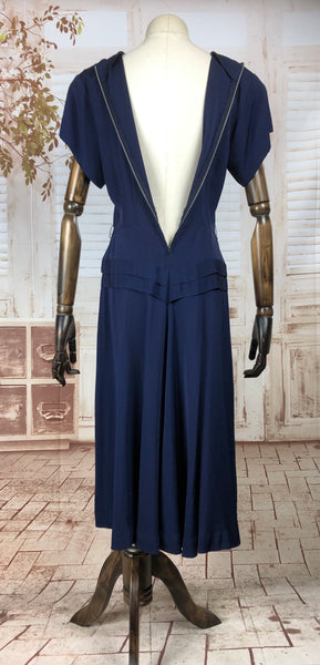 Breathtaking Royal Blue Original 1940s 40s Vintage Beaded Cocktail Dress
