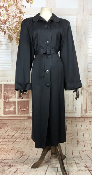 LAYAWAY PAYMENT 2 OF 3 - RESERVED FOR SARAH - PLEASE DO NOT PURCHASE - Original Volup Vintage 1940s 40s Black Belted Gabardine Coat