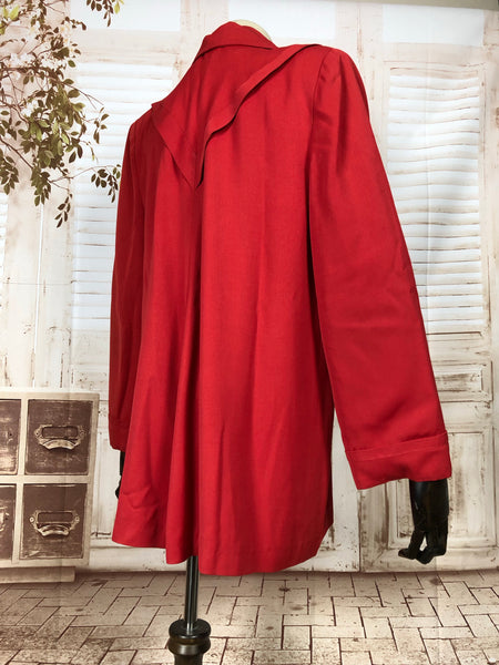 Fabulous Original 1940s 40s Vintage Red Gabardine Swing Coat