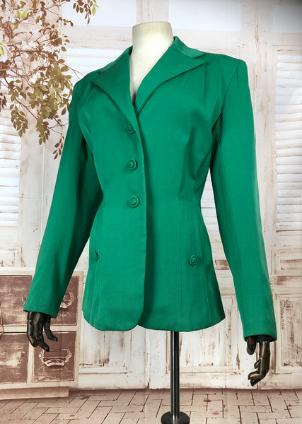 LAYAWAY PAYMENT 2 of 2 - RESERVED FOR AMBIKA - Amazing Original Volup Vintage 1940s 40s Bright Green Blazer