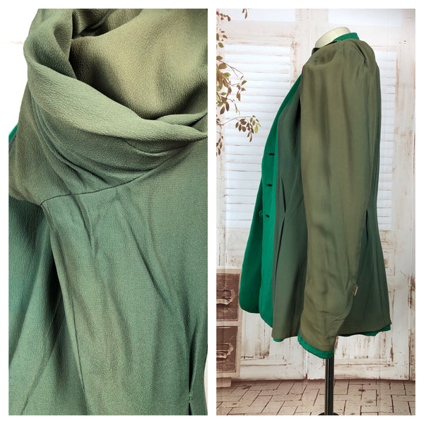 LAYAWAY PAYMENT 2 of 2 - RESERVED FOR AMBIKA - Amazing Original Volup Vintage 1940s 40s Bright Green Blazer