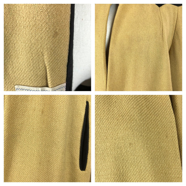 LAYAWAY PAYMENT 2 OF 2 - RESERVED FOR GILDA - Original 1940s 40s Vintage Mustard Yellow And Black Colour Block Coat