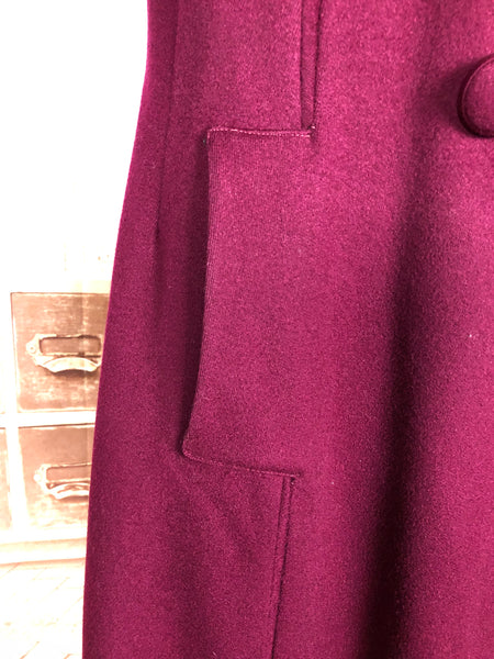 Exquisite Original 1940s Volup Vintage Burgundy Wine Princess Coat