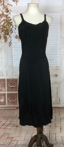 Beautiful 1940s 40s Vintage Black Rayon Slip Dress