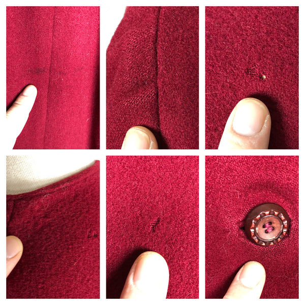 Stunning Original 1940s Vintage Red Double Breasted Fit And Flare Princess Coat