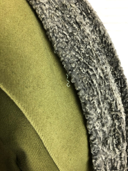 LAYAWAY PAYMENT 1 OF 2 - RESERVED FOR VICKY -Original Vintage 1940s 40s Chartreuse Green Swing Coat With Astrakhan Trim