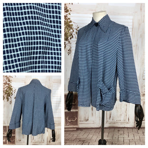 Original 1940s 40s Vintage Blue Check Sportswear Swing Jacket