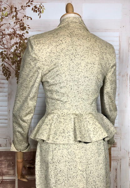 LAYAWAY PAYMENT 3 OF 3 - RESERVED FOR KLAUDIA - Iconic Original 1950s Vintage Cream And Black Fleck Lilli Ann Peplum Suit