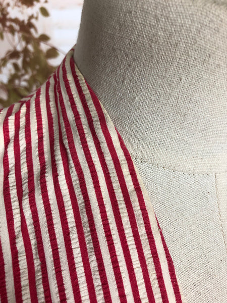 Original Vintage 1940s 40s Red Candy Striped Cropped Bolero Jacket