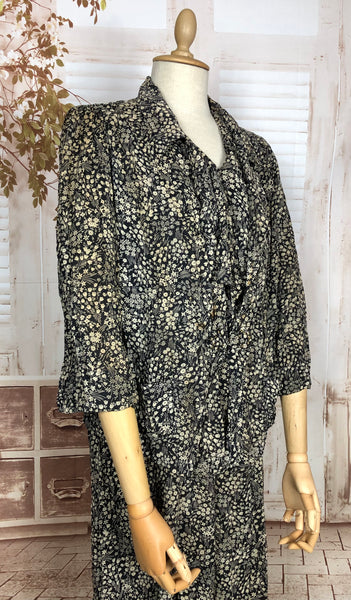 Beautiful Original 1930s Volup Vintage Dress And Jacket Set With Lily Of The Valley Print Wounded