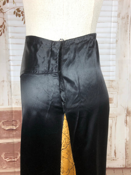 LAYAWAY PAYMENT 2 OF 2 - RESERVED FOR LAURENA - Original 1930s 30s Vintage Volup Black And Gold Satin Lounge Pyjamas