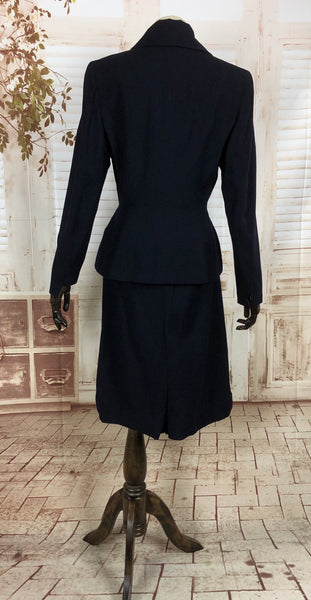 Original 1950s 50s Vintage Navy Blue Suit With Arrow Details and Amazing Collar By Buddy Bates