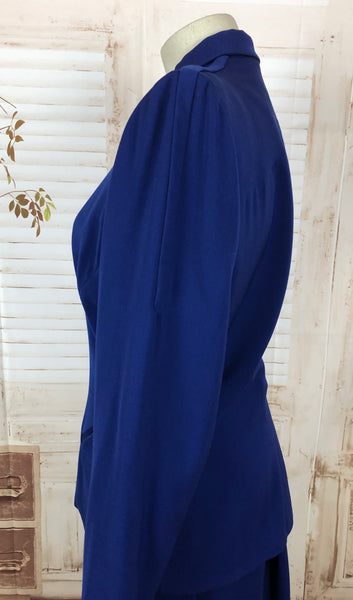Original 1940s 40s Vintage Cobalt Blue Skirt Suit