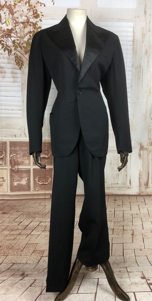 Original 1930s 30s Vintage Black Marlene Dietrich Style Dinner Suit