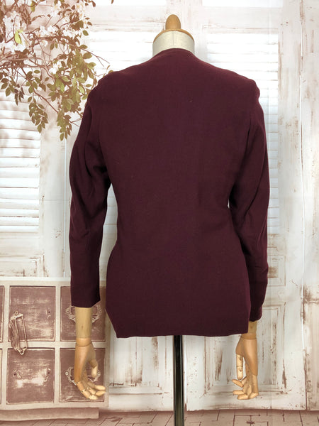 Stunning Original Late 1920s / Early 1930s Burgundy Blazer With Hand Painted Buttons