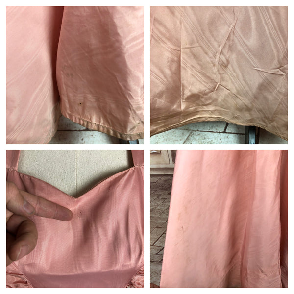 Original 1940s 40s Vintage Pink Taffeta Evening Dress With Double Elevens Dinner Plate Luxury Rationing Labels