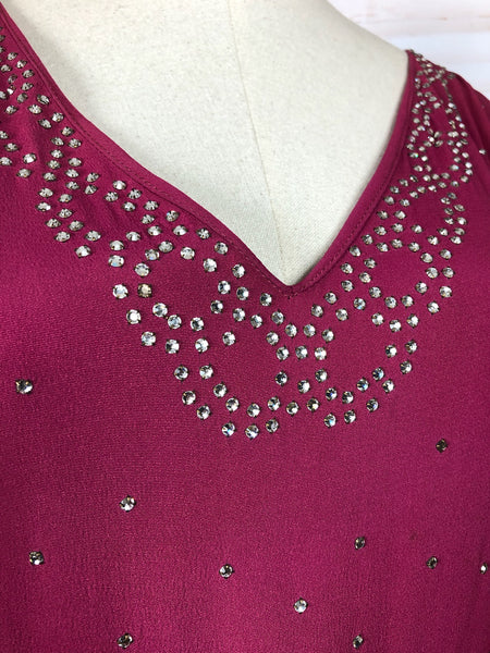 RESERVED FOR MARIE - Gorgeous 1940s Hot Pink Studded Gown