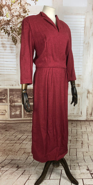 Original Late 1940s 40s Vintage Red Casual Dress