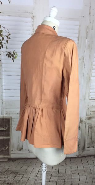 LAYAWAY PAYMENT 2 of 2 - RESERVED FOR NATASHA - Original 1940s 40s Peach Taffeta Jacket With Pleated Peplum Back