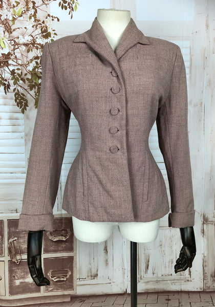 Original 1940s 40s Vintage Heather Pink Blazer With Pocket Detailing