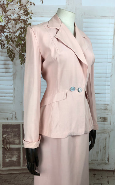 LAYAWAY PAYMENT 2 of 2 - RESERVED FOR KHARONN - Original 1940s 40s Vintage Pale Pink Belt Back Summer Suit