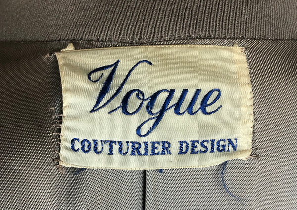 Original 1950s 50s Vintage Taupe Stroller Suit With Swing Coat By Vogue