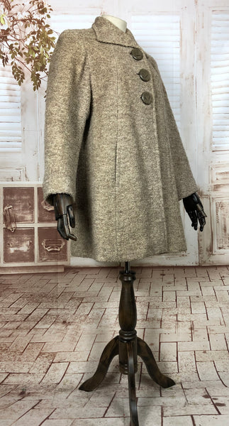 Gorgeous Original 1940s 40s Vintage Grey Swing Coat With Stunning Buttons