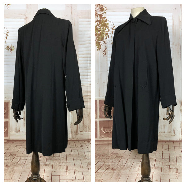 RESERVED FOR LISA - Classic 1940s 40s Original Vintage Black Gabardine Swing Coat