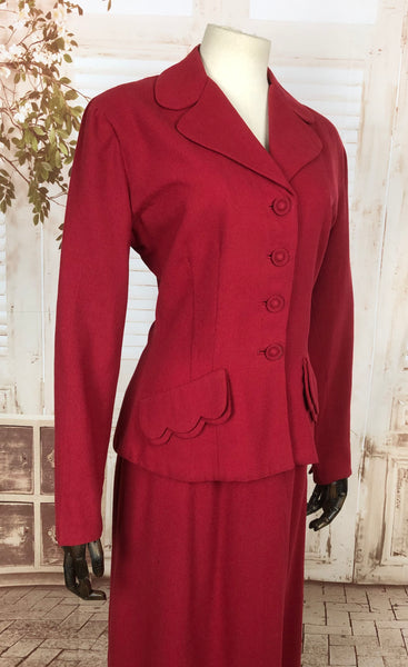 Fabulous Original 1940s 40s Vintage Red Skirt Suit By Four Star
