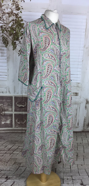 Original 1950s Volup Vintage Green Paisley Housedress