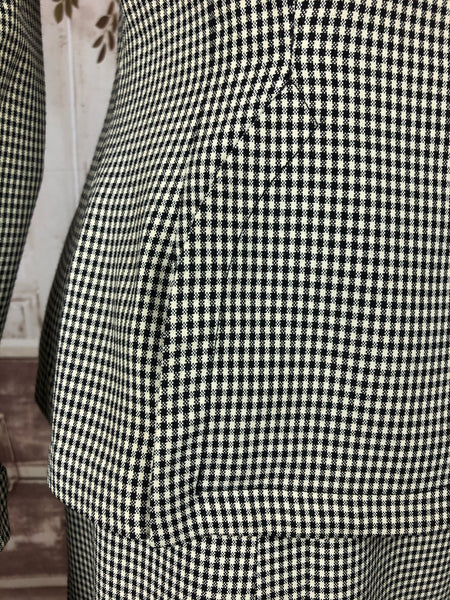 Original 1940s 40s Vintage Black And White Puppytooth Check Skirt Suit By Weathervane