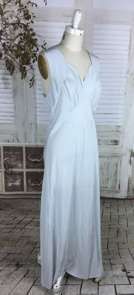 Original 1930s 30s Vintage Volup Ice Blue Rayon Evening Dress