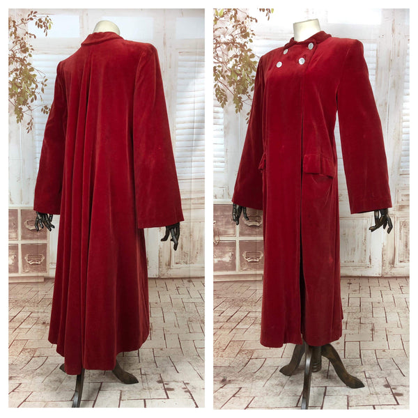 Incredible 1940s 40s Original Volup Vintage Red Velvet Swing Coat Perfect For Christmas