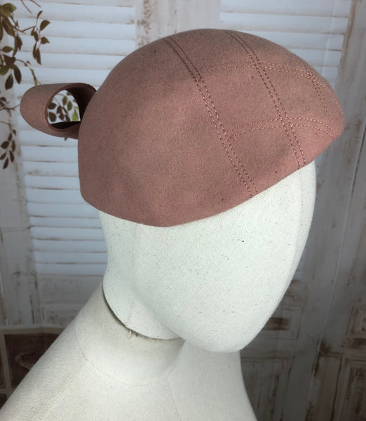 Gorgeous Original 1950s 50s Vintage Pastel Pink Cap Hat With Huge Bow