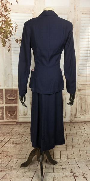 LAYAWAY PAYMENT 1 OF 2 - RESERVED FOR CHEY - Original 1940s 40s Vintage Navy Blue Cotton Summer Suit By Sacony Palm Beach