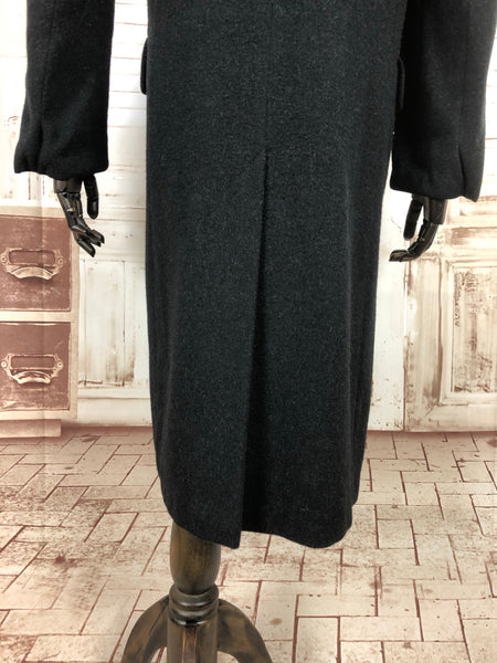 Original Vintage 1940s 40s Dark Grey Double Breasted Wool Coat By Betty Rose