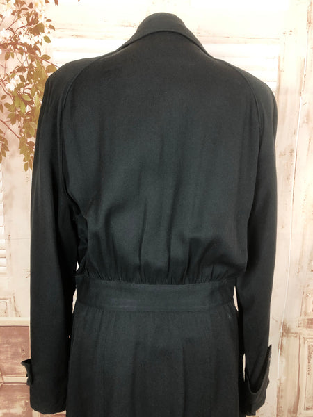 LAYAWAY PAYMENT 2 OF 2 - RESERVED FOR BETHEA - Fabulous 1940s 40s Vintage Black Belted Rain Mac Trench Coat