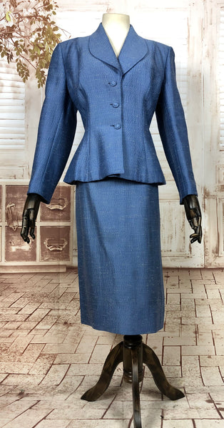 RESERVED FOR LISA - Rare Original 1950s 50s Volup Vintage Sky Blue Lilli Ann Suit