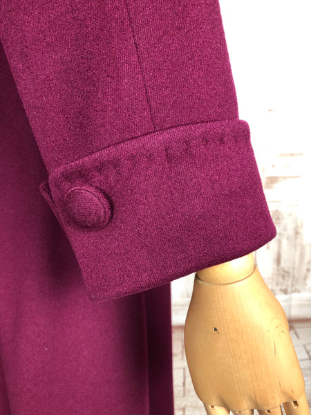 Exquisite Original 1940s Volup Vintage Burgundy Wine Princess Coat