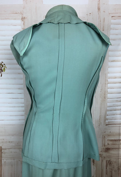 Original Late 1940s 40s Vintage Minty Aqua Summer Suit By Glenhaven
