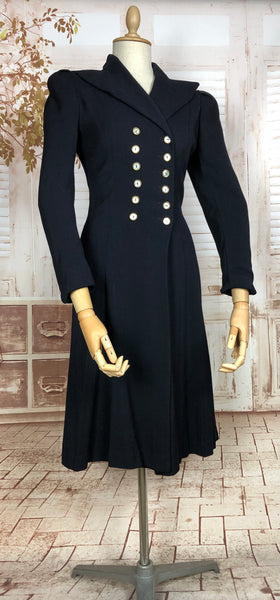 Superb Original Vintage Late 1930s Vintage Navy Blue Double